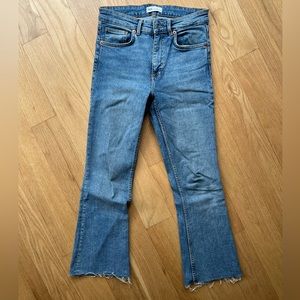 Zara cropped length flare jeans, size 6